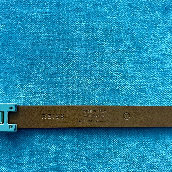 NWOT Reiss Hayley Leather Square Hinge Belt in Tan (M) - Picture 9 of 11